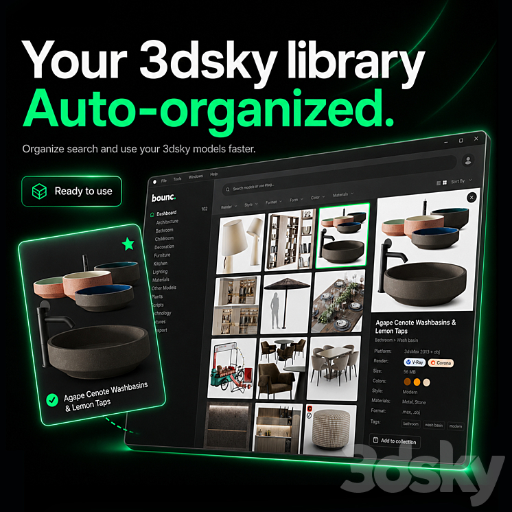 Bounc. v1.4 | Automatic 3dsky library manager - Scripts - 3D model
