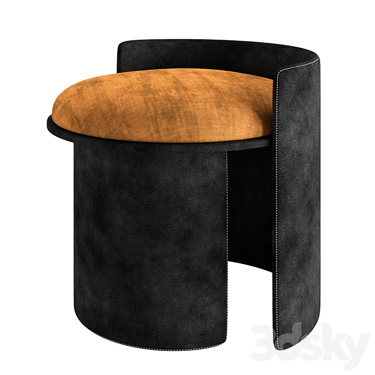 Modern Leather Vanity Stool - Chair - 3D model