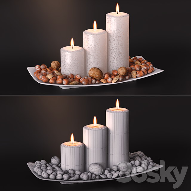 candle and nuts 3ds Max - thumbnail 2