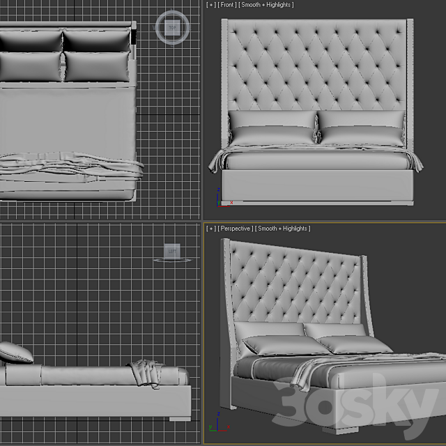 Bed Tiffany 3ds Max - thumbnail 2