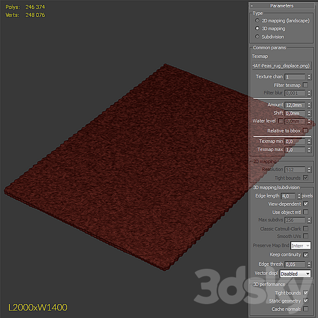 Rug HAY Peas Dark Gray Rug 3ds Max - thumbnail 3