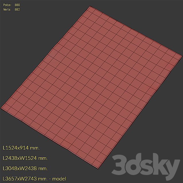 Carpet Pottery Barn ChaseTufted Rug 3ds Max - thumbnail 3