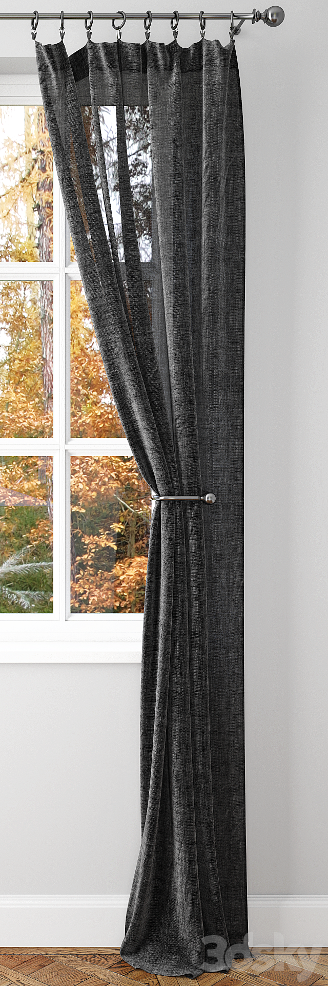 BELGIAN FLAX LINEN SHEER DRAPE2 -Pottery Barn 3ds Max - thumbnail 2