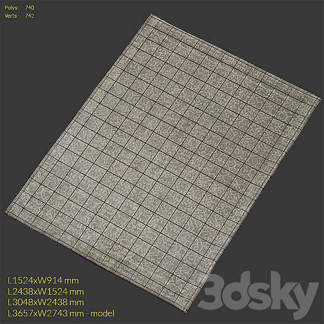 Carpet Pottery Barn Luna Tonal Tufted Gray Rug 3ds Max - thumbnail 3