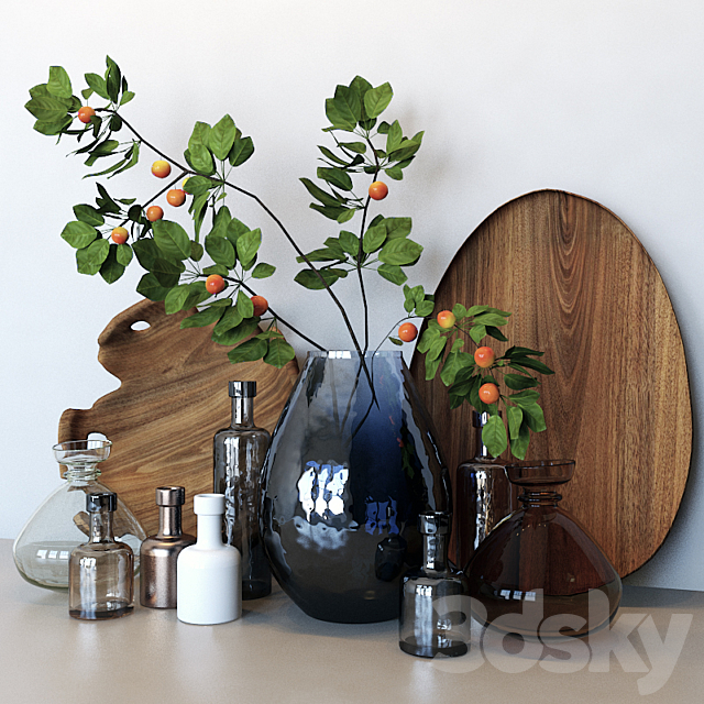 Decorative set with bottles 3ds Max - thumbnail 2