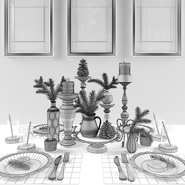 Table layout for the New Year 3ds Max - thumbnail 3