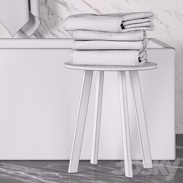 Bathroom towel set + bathtub 3ds Max - thumbnail 3