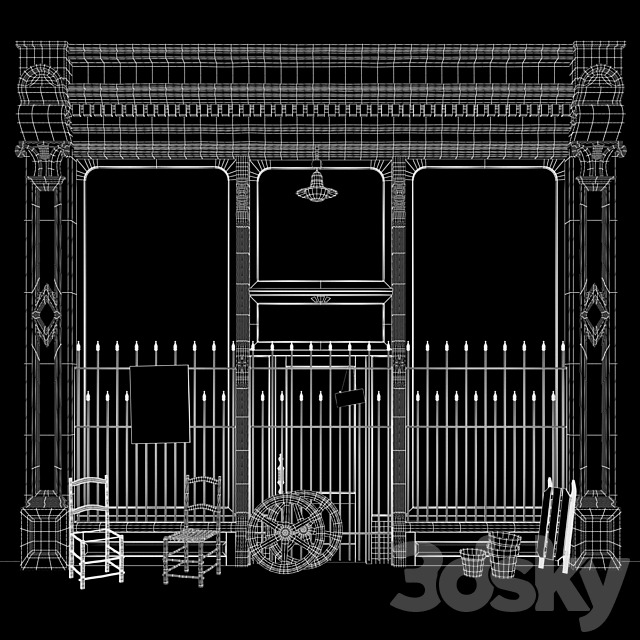 Facade Antique shop 3ds Max - thumbnail 3