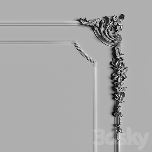 Decorative mirror №11 3ds Max - thumbnail 2