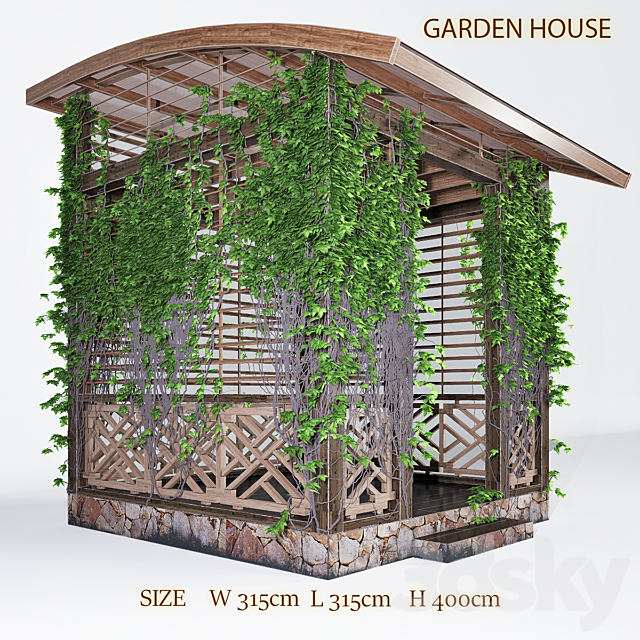 Arbor with ivy in the garden 3ds Max - thumbnail 2