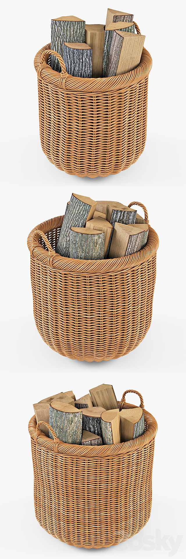 Basket with firewood 007 _ Natural color 3ds Max - thumbnail 2