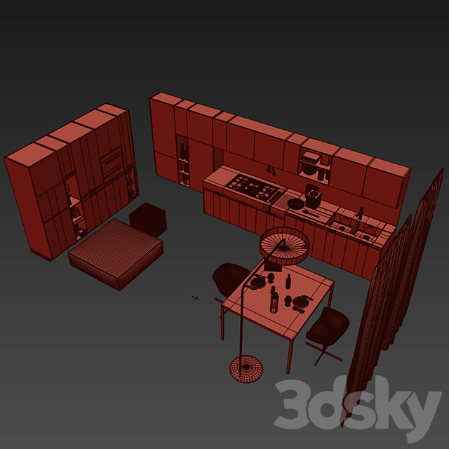 Kitchen Poliform Kyton Varenna 3ds Max - thumbnail 3