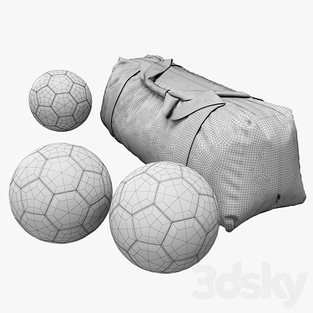Sports Bag And Soccer Balls 3ds Max - thumbnail 3