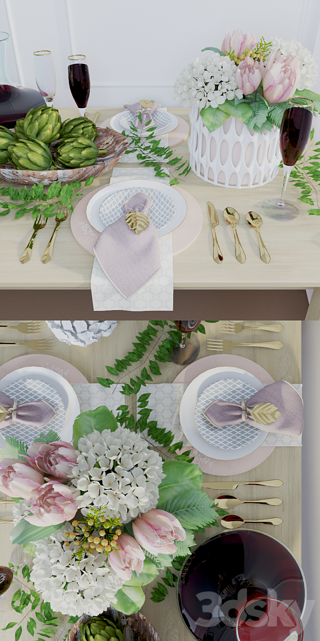 Table setting “spring” 3ds Max - thumbnail 2