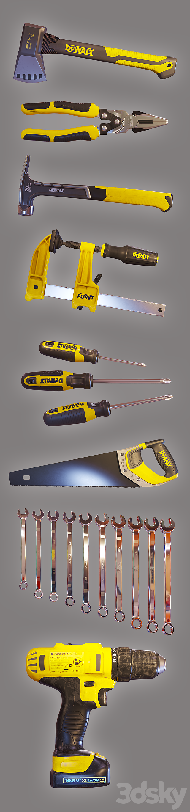 A set of DeWalt instruments on the punch panels 3ds Max - thumbnail 2