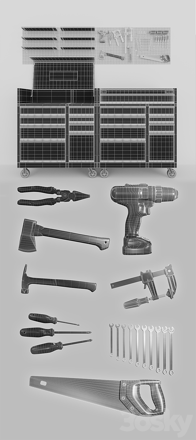 A set of DeWalt instruments on the punch panels 3ds Max - thumbnail 3