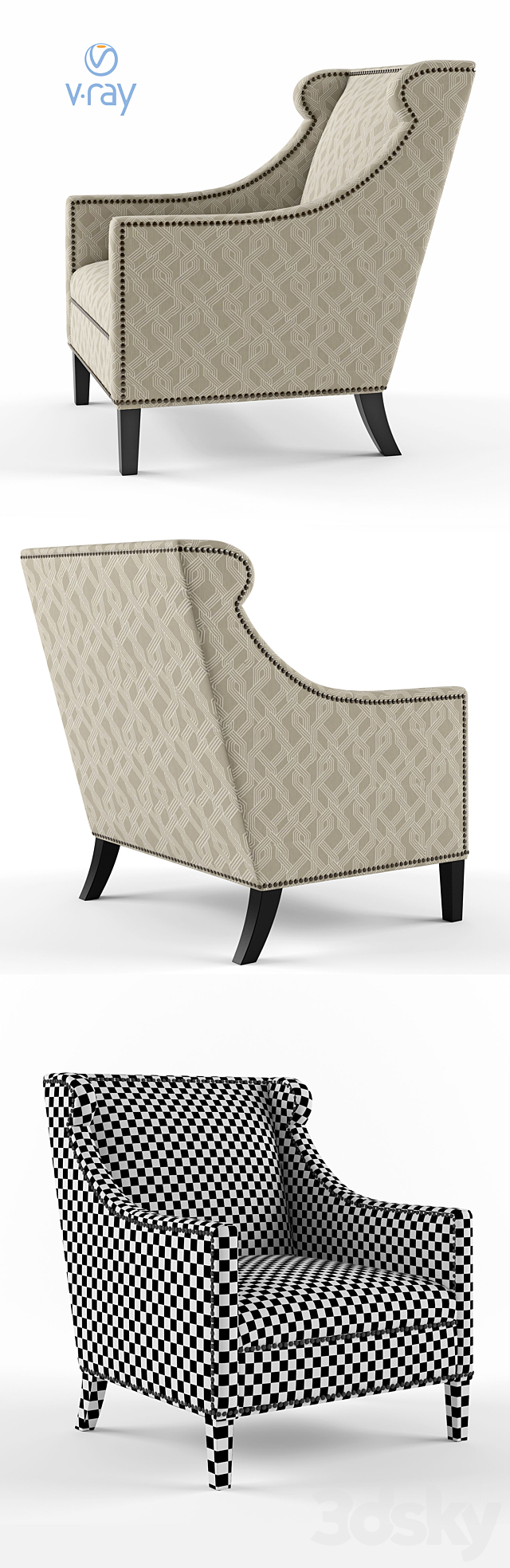 Eichholtz. Chair Jenner. 3ds Max - thumbnail 2