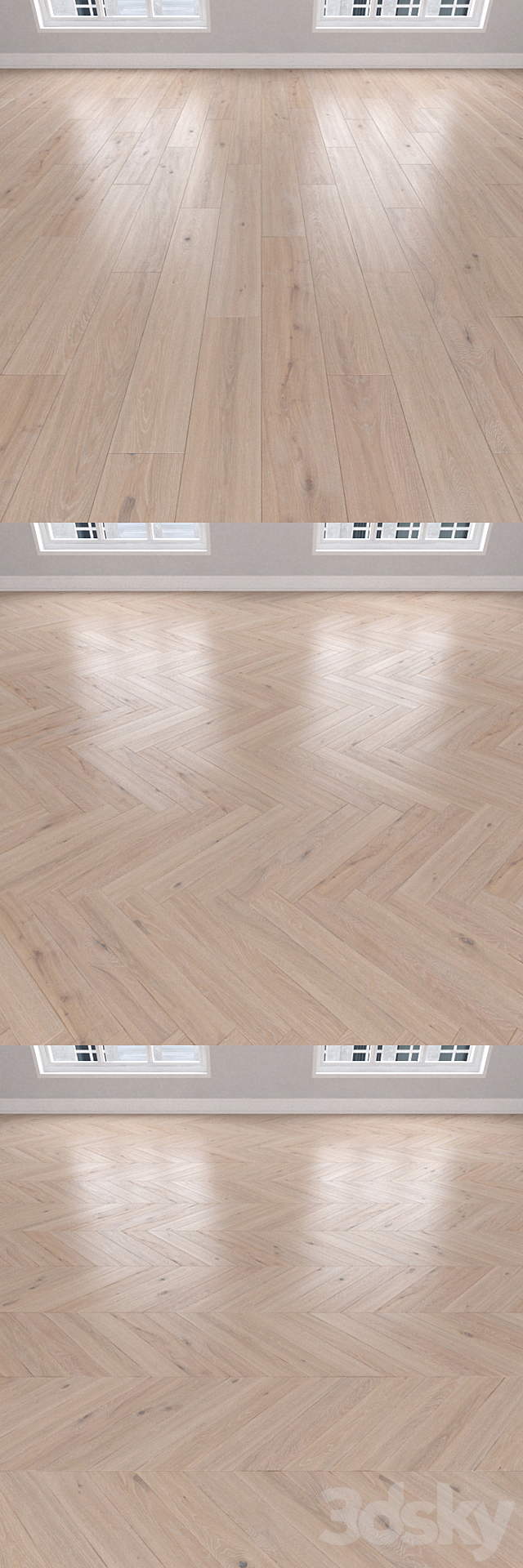 Parquet Oak 3 types: herringbone linear chevron. 3ds Max - thumbnail 2
