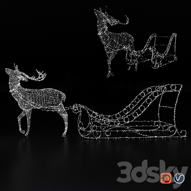 Light volumetric figure Deer and sleigh. 3ds Max - thumbnail 2