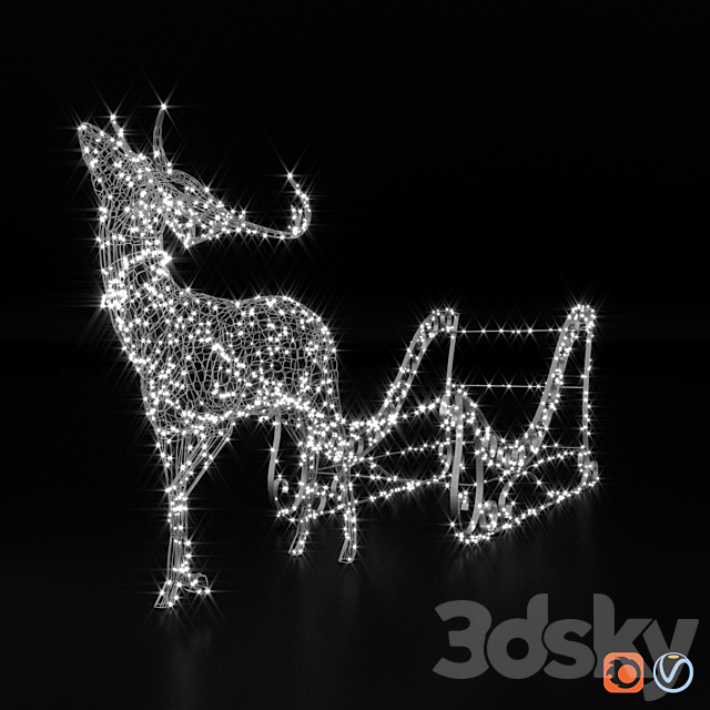 Light volumetric figure Deer and sleigh. 3ds Max - thumbnail 3