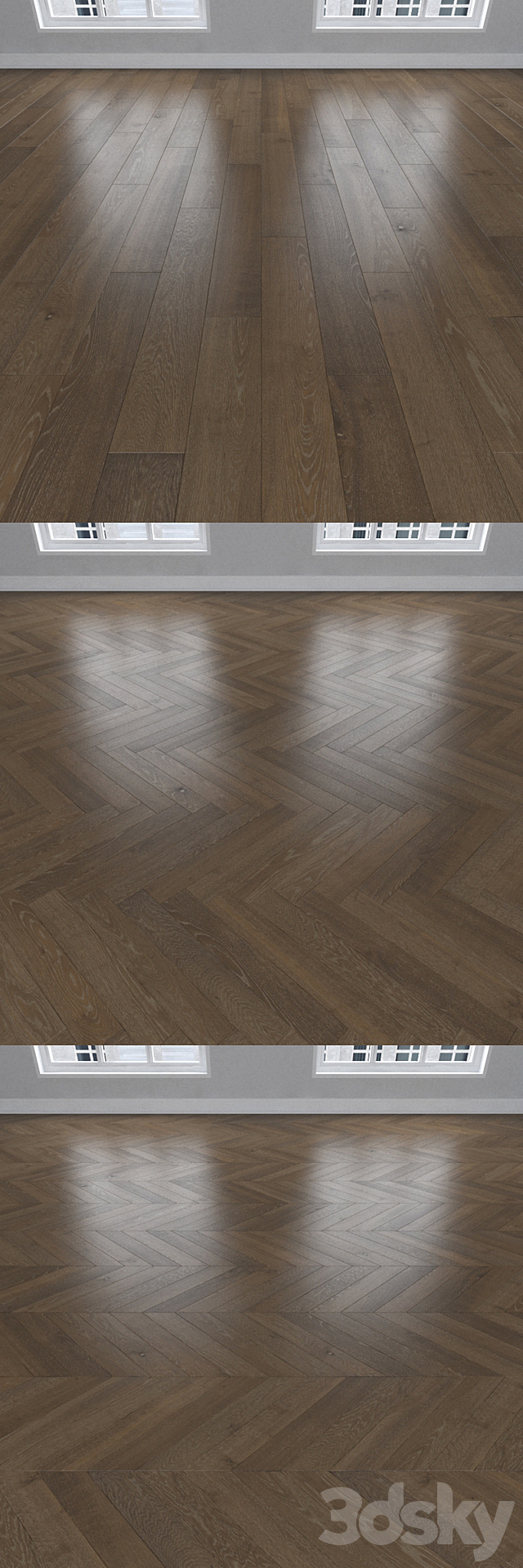 Parquet earthy oak 3 types: herringbone linear chevron. 3ds Max - thumbnail 2