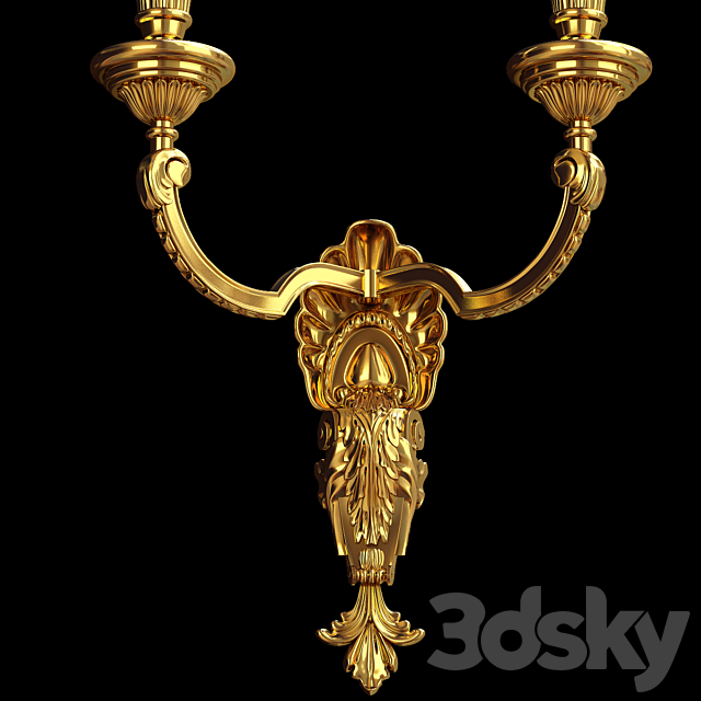 Antique French Wall Lamp 3ds Max - thumbnail 2