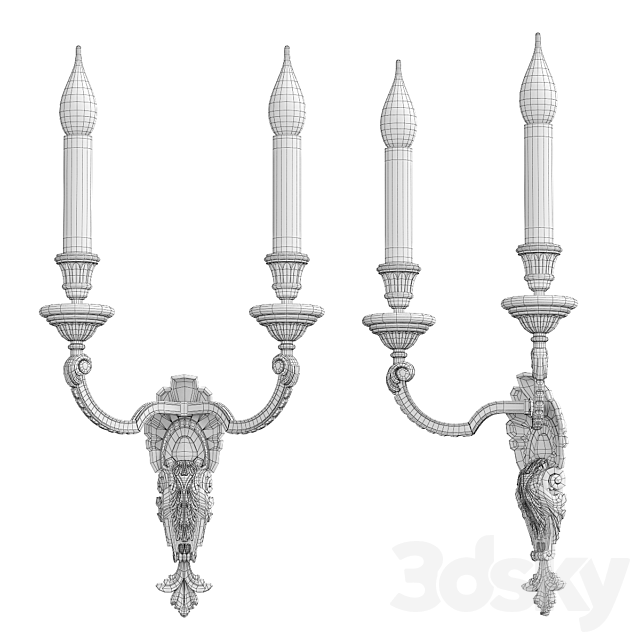 Antique French Wall Lamp 3ds Max - thumbnail 3