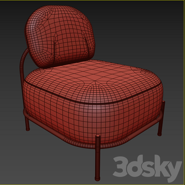 Polly chair yellow 3ds Max - thumbnail 3