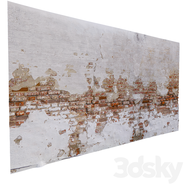 Brick wall with stucco 3ds Max - thumbnail 2