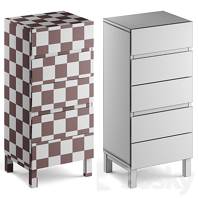 Xander Tall Chest Of Drawers Walnut 3ds Max - thumbnail 2