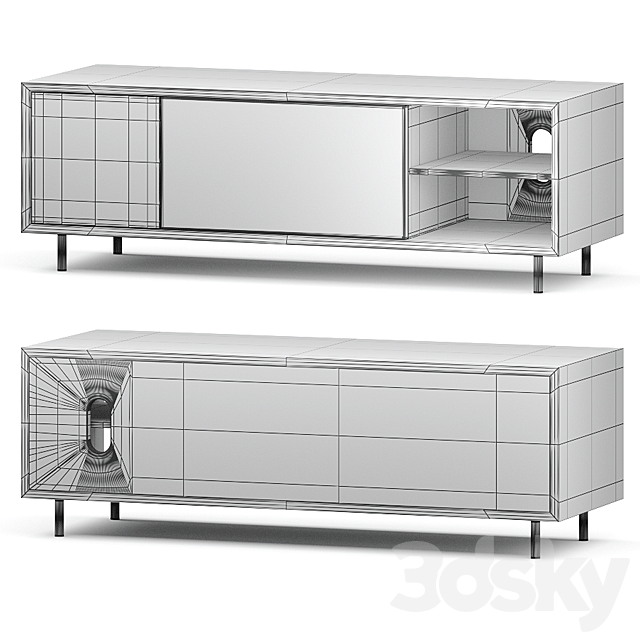 Luther Large Tv Stand Walnut 3ds Max - thumbnail 3