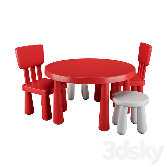 Children chair Children round table Mammut 3ds Max - thumbnail 2
