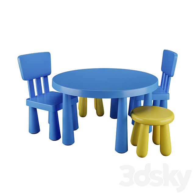 Children chair Children round table Mammut 3ds Max - thumbnail 3
