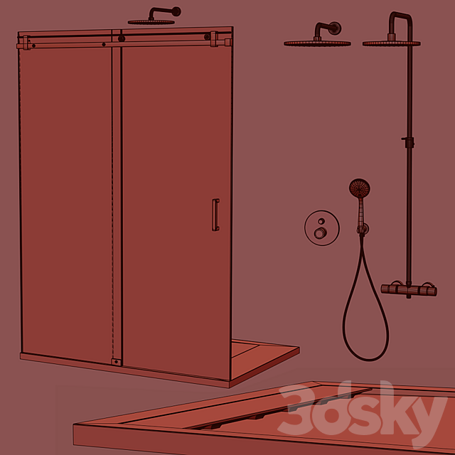Shower cabin GABIA 3ds Max - thumbnail 2
