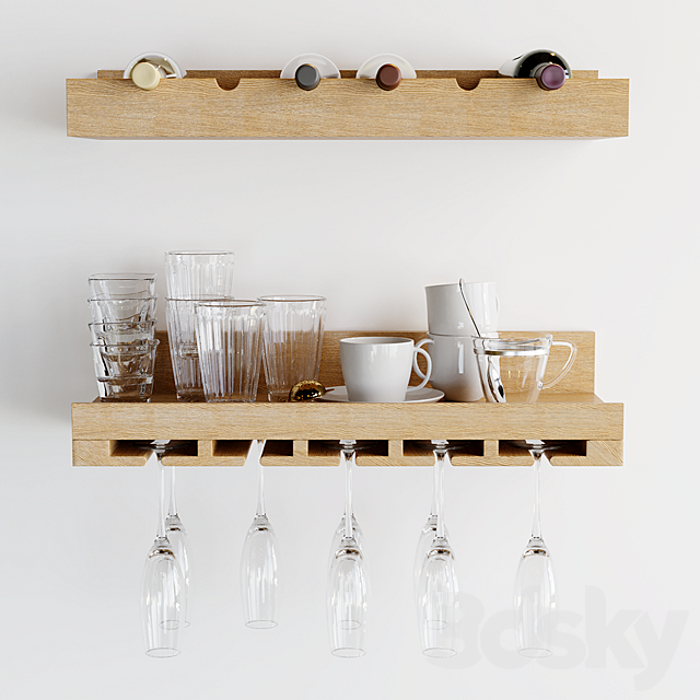 Shelf for wine and glasses 3ds Max - thumbnail 2