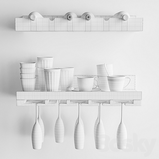 Shelf for wine and glasses 3ds Max - thumbnail 3