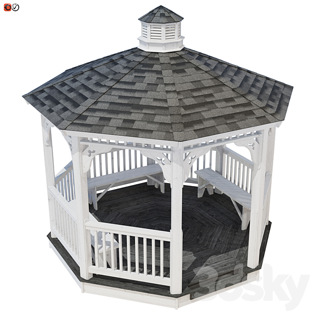 Garden Gazebo made of wood 4 3ds Max - thumbnail 2