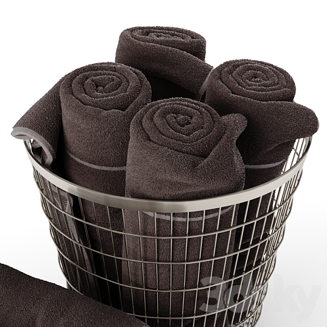 Set of towels in the basket 3ds Max - thumbnail 3