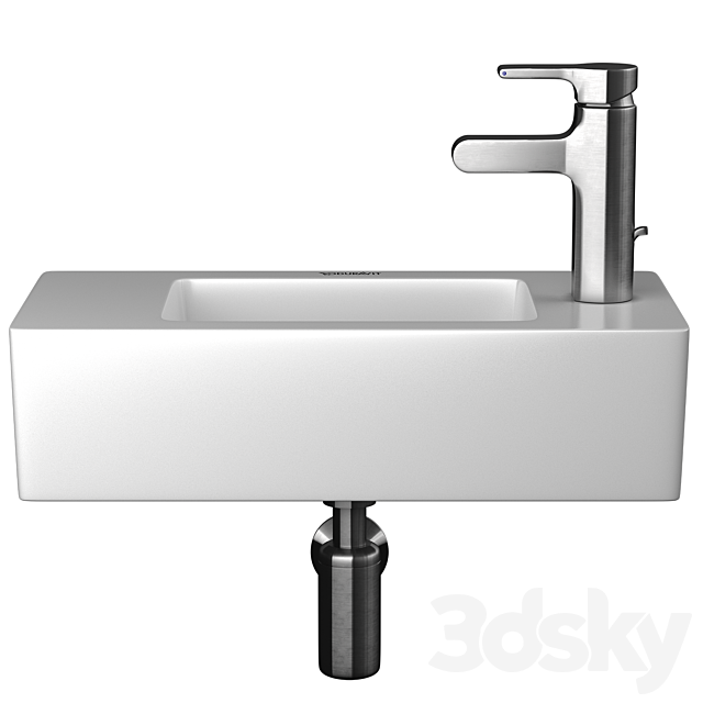 Mini sink Duravit Vero & mixer Jacob Delafon Singulier 3ds Max - thumbnail 3