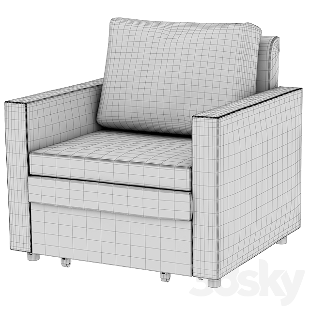 Armchair-bed VATTVIKEN 3ds Max - thumbnail 2