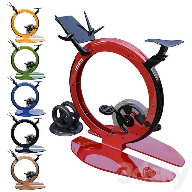 Ciclotte Exercise Bike & Dumbbells 3ds Max - thumbnail 2