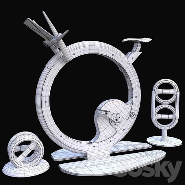 Ciclotte Exercise Bike & Dumbbells 3ds Max - thumbnail 3