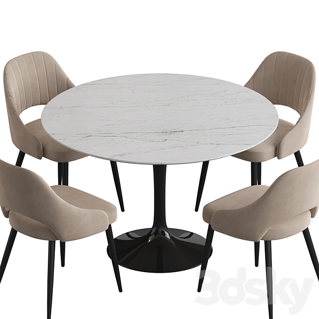 Tulip table M-City Fantine Dining set 3ds Max - thumbnail 2