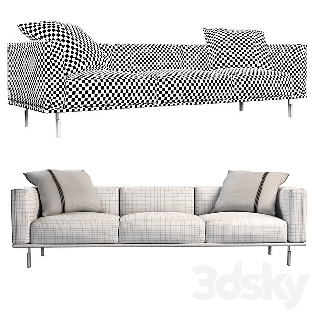 Binario sofa by Flou 2 seats 3ds Max - thumbnail 2