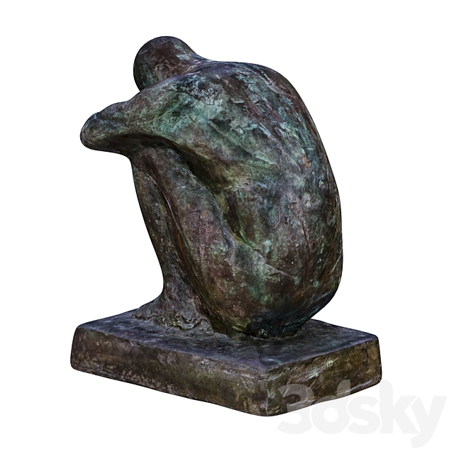 Sitting Man Sculpture 3ds Max - thumbnail 2