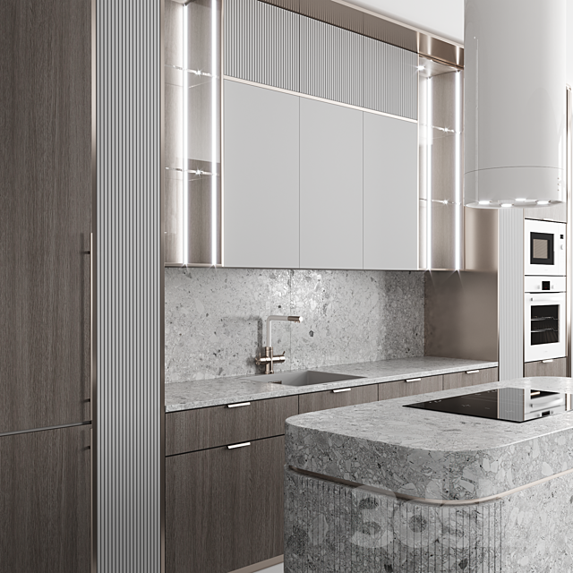 Kitchen №129 “Wood and Concret” 3ds Max - thumbnail 2