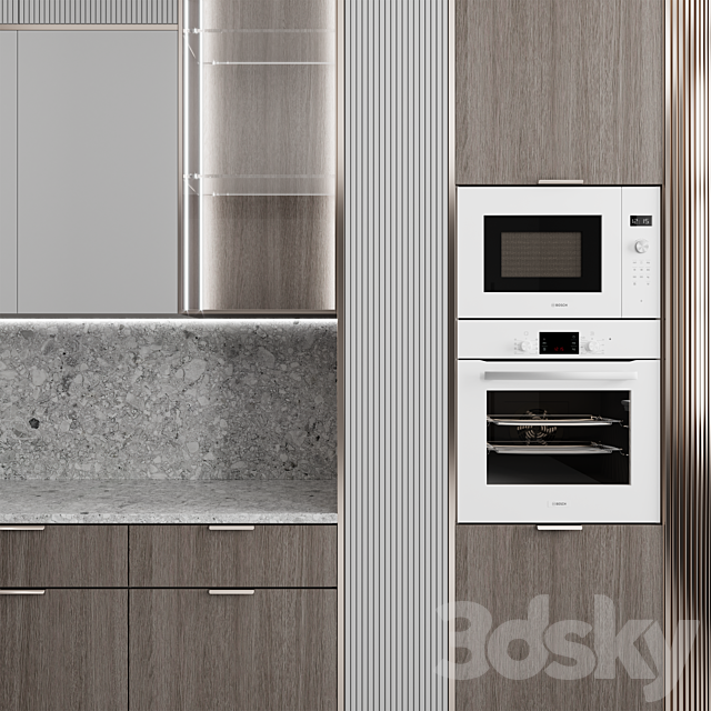Kitchen №129 “Wood and Concret” 3ds Max - thumbnail 3
