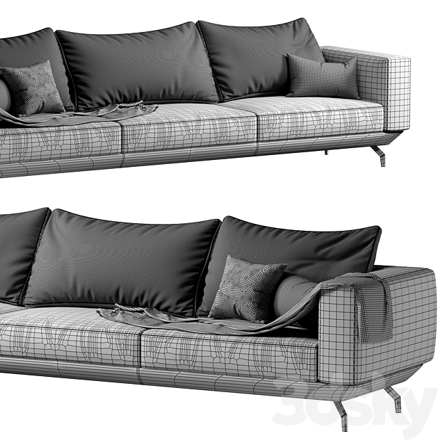 CORNER SOFA 3 sit place 3ds Max - thumbnail 3