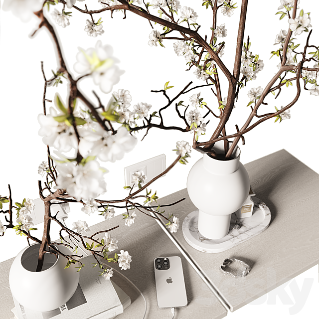 Decorative set on bedside table 2 3ds Max - thumbnail 2