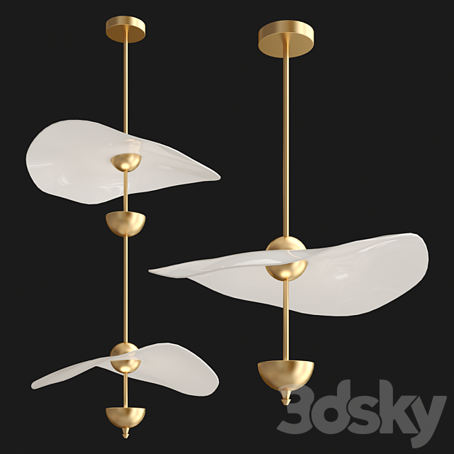 Envolee double biscuit Pendant light 3ds Max - thumbnail 2